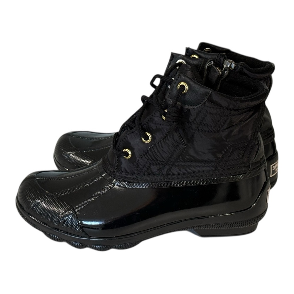 Sperry Women’s Duck Boots Syren Gulf Saltwater Black Quilted Zipper Rubber 5.5M - Picture 5 of 8